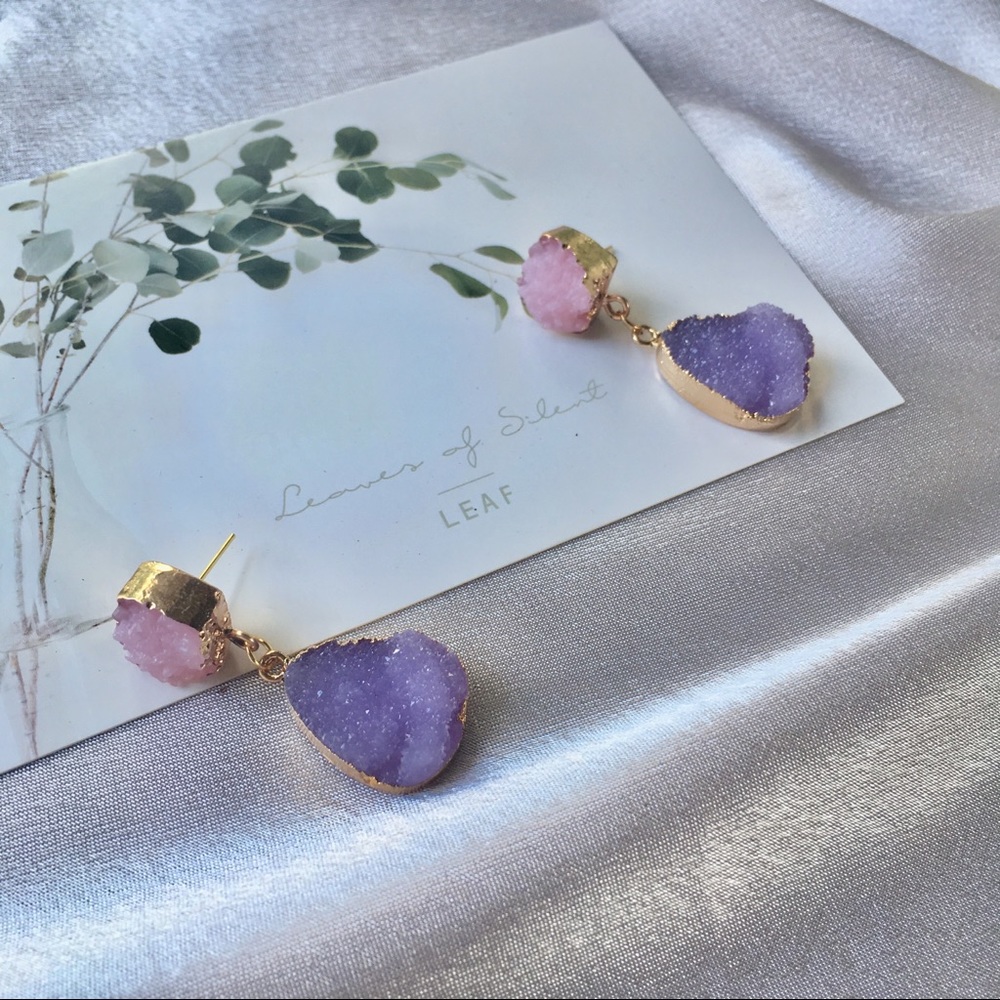 Drop Irregular Gold Stud Multi-Tone Earrings - Picture 2 of 6